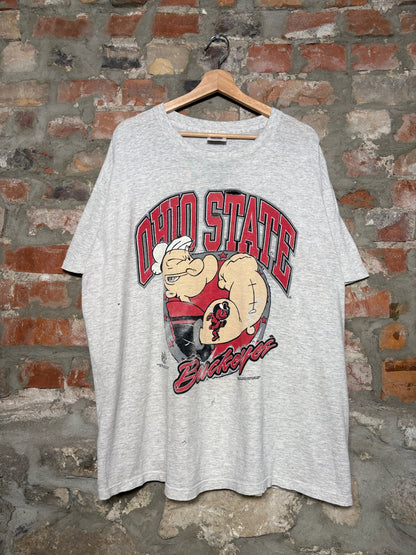 1990s Popeye Ohio State Grey Tee Sz XL