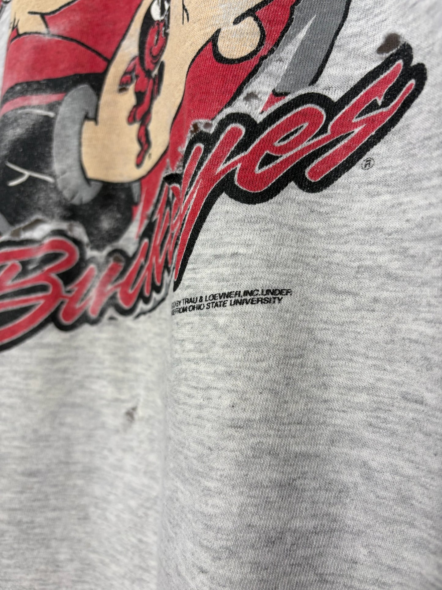 1990s Popeye Ohio State Grey Tee Sz XL