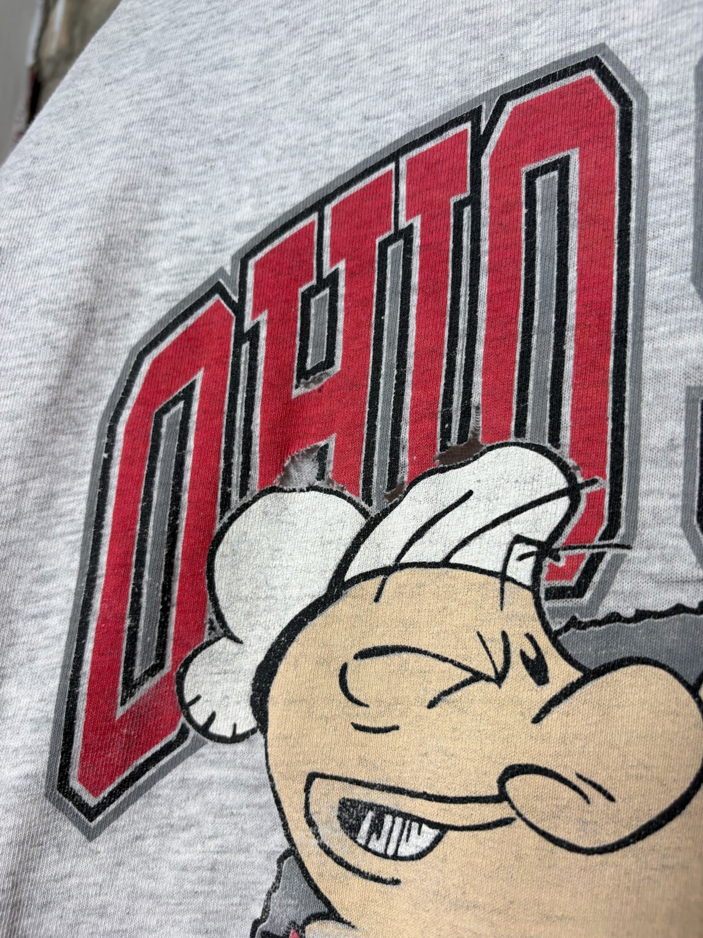 1990s Popeye Ohio State Grey Tee Sz XL