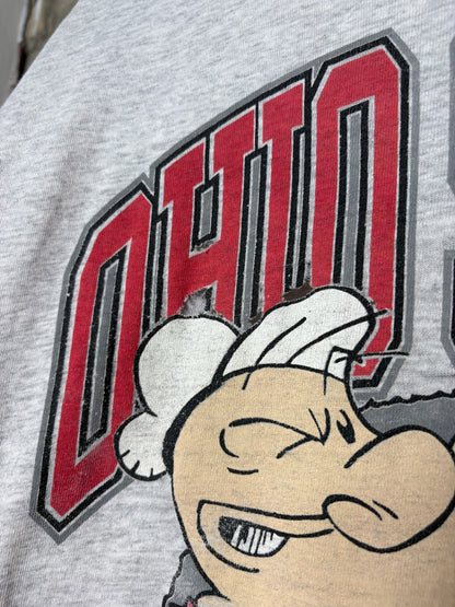 1990s Popeye Ohio State Grey Tee Sz XL