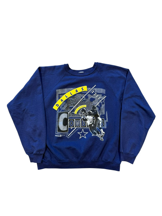 (L) 93" Dallas Cowboys NFL Crewneck Navy