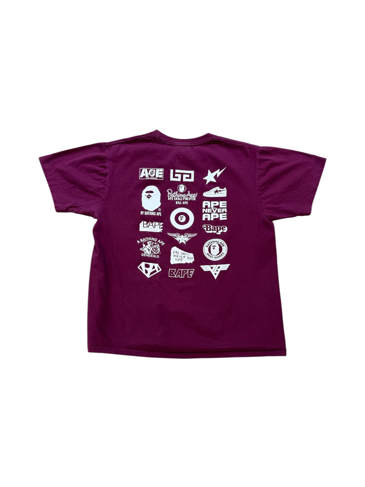 (M) Bape Logos Tee Burgundy