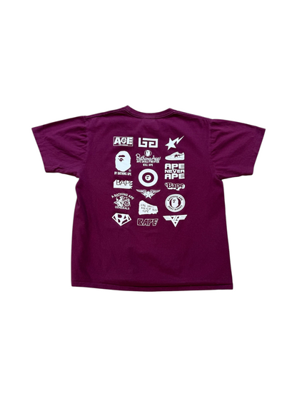 (M) Bape Logos Tee Burgundy