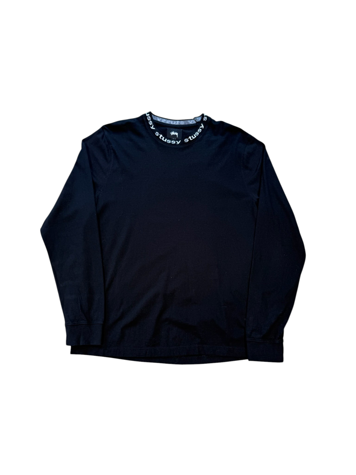 (L) Stussy Jacquard Collar Long Sleeve Shirt