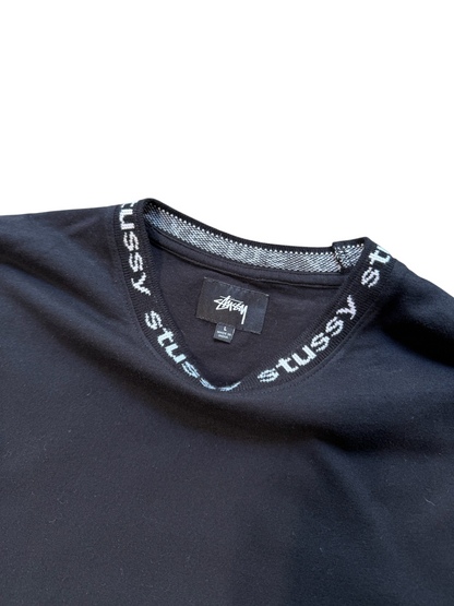 (L) Stussy Jacquard Collar Long Sleeve Shirt