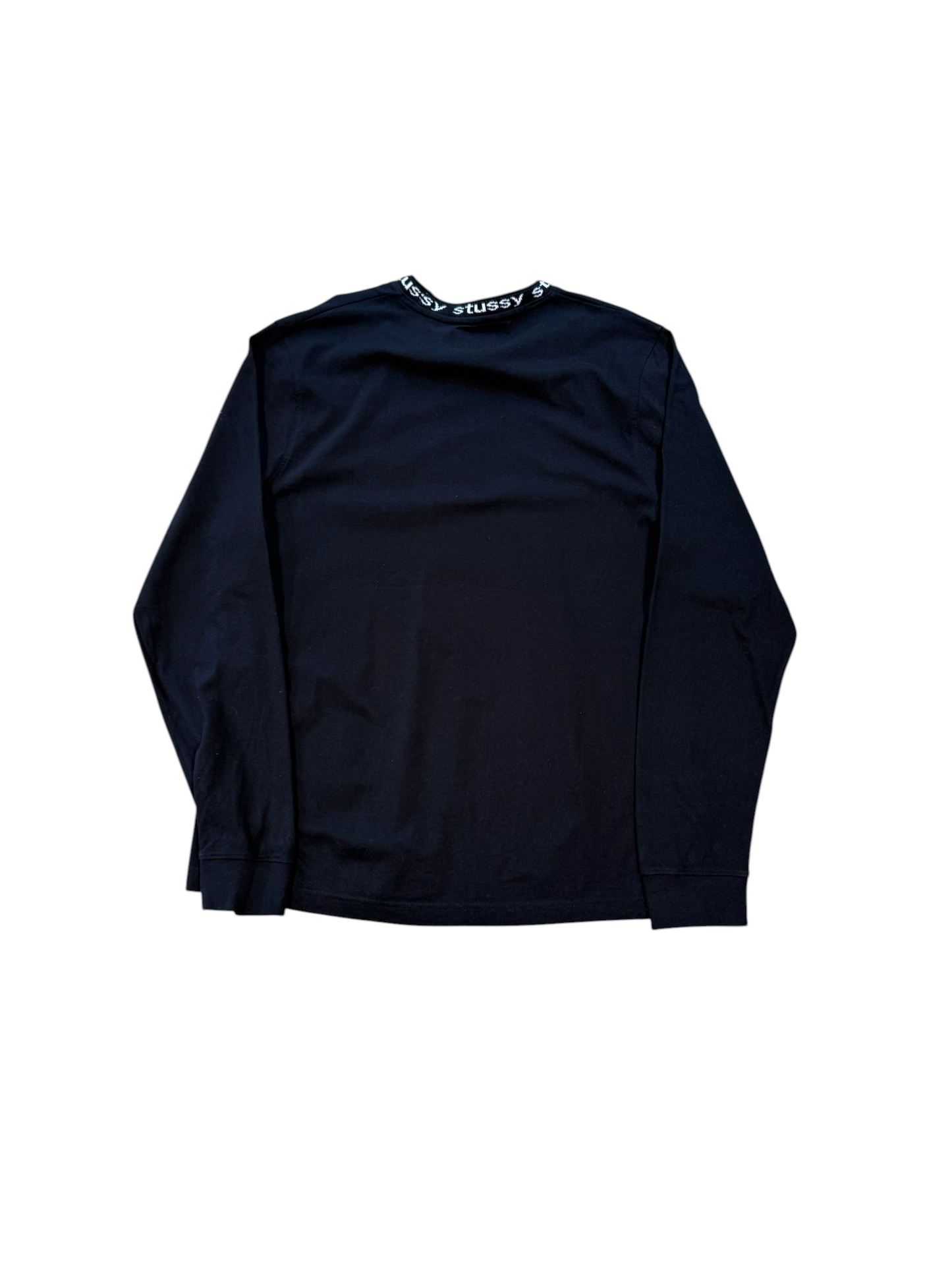 (L) Stussy Jacquard Collar Long Sleeve Shirt