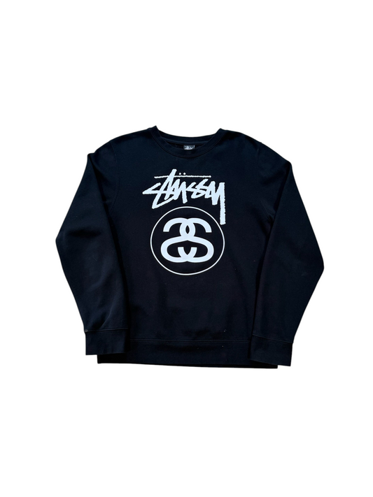 (M) Stussy Stock Line Black Crewneck