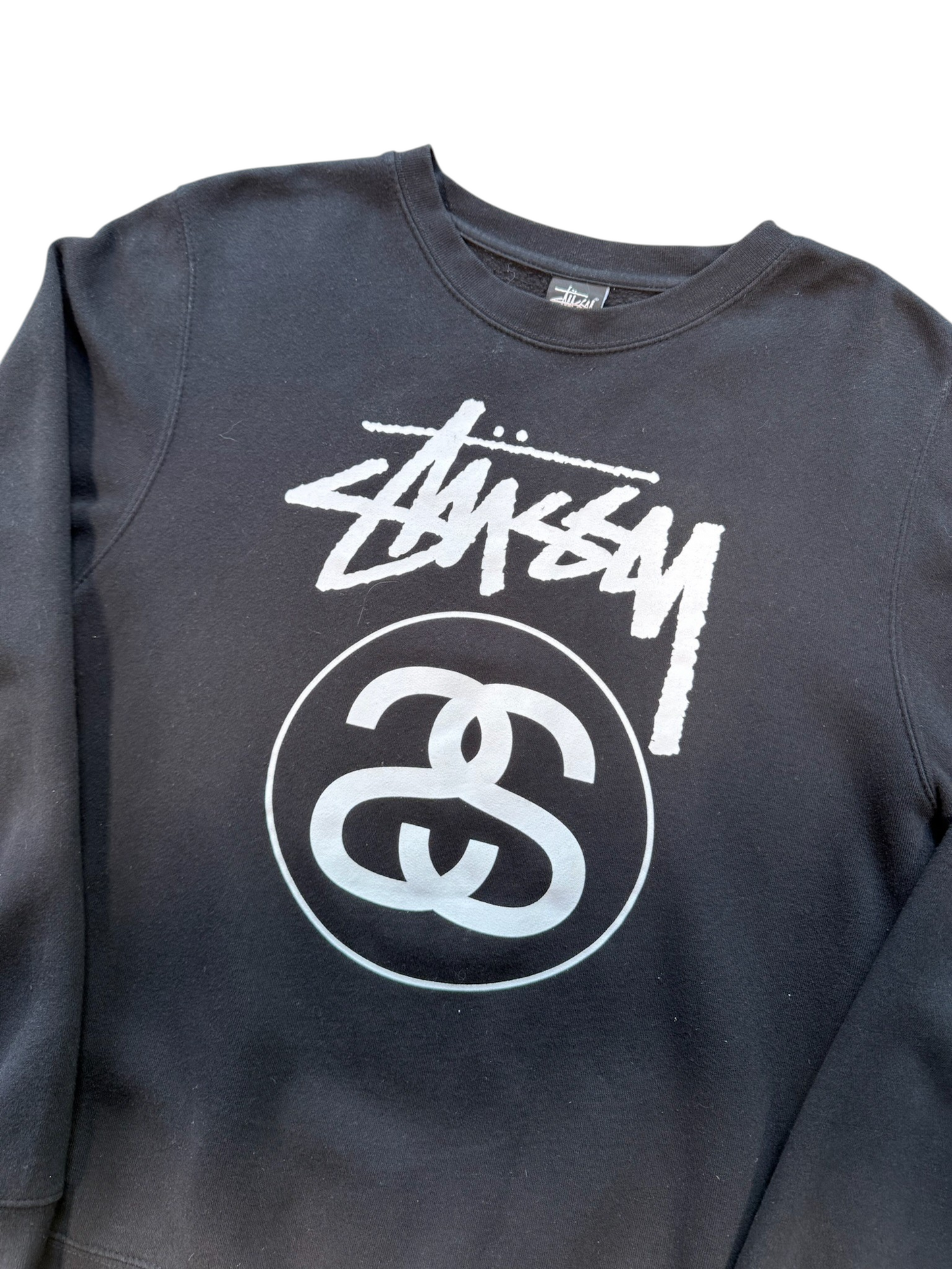 (M) Stussy Stock Line Black Crewneck