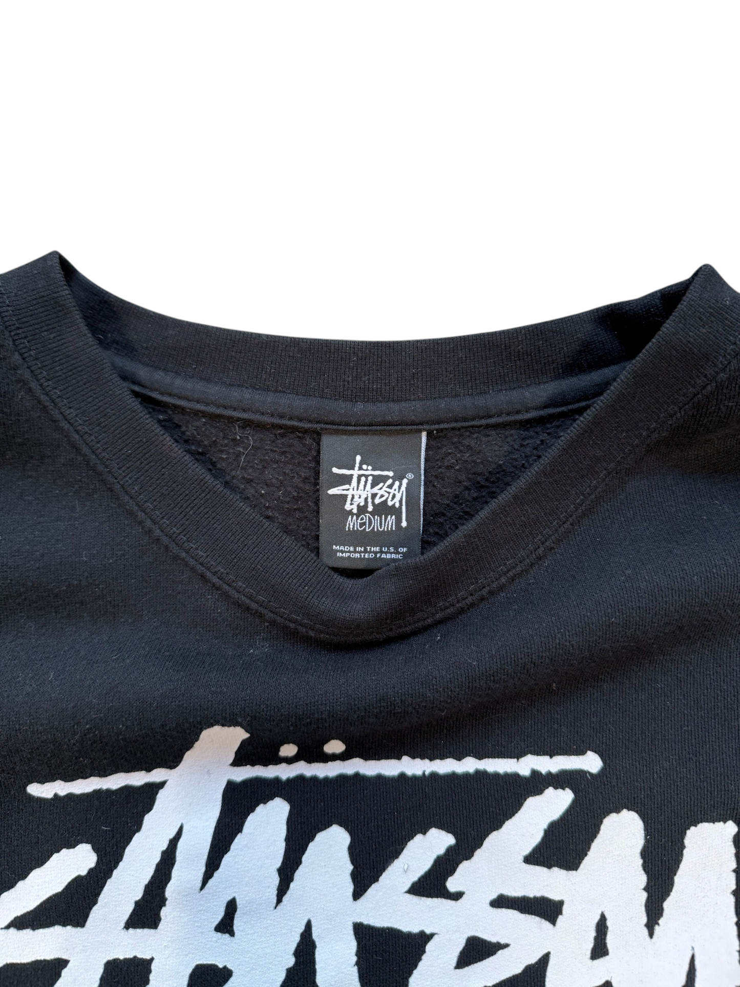(M) Stussy Stock Line Black Crewneck