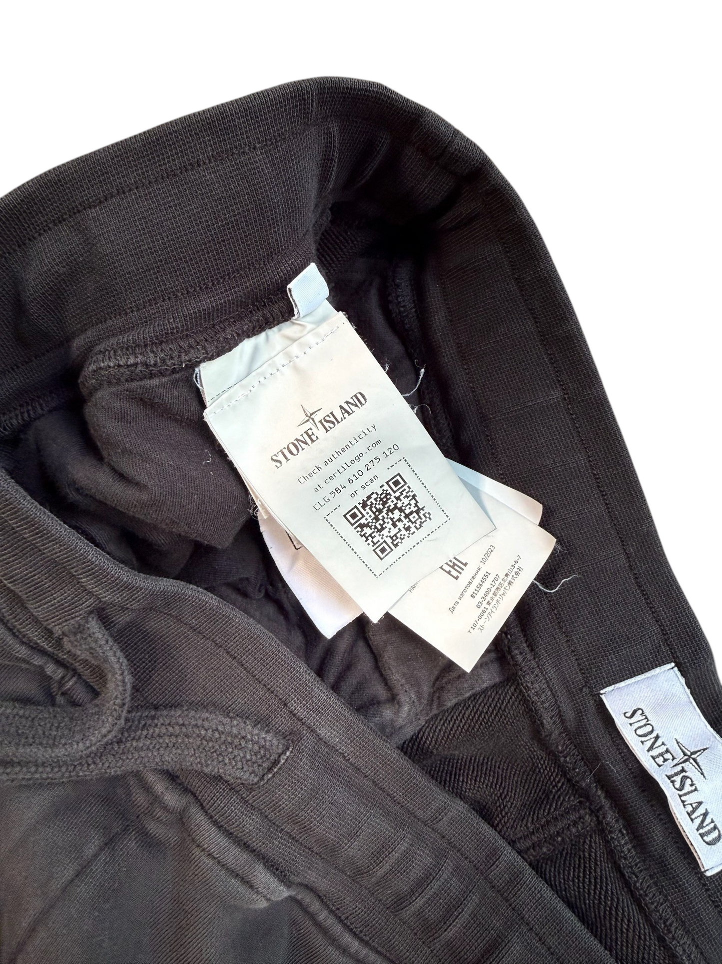 (L) Stone Island Black Cargo Sweatpants