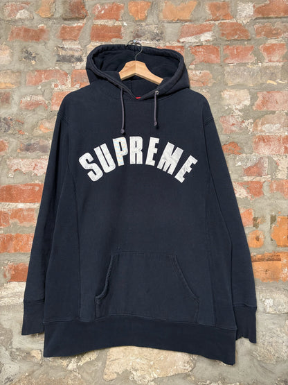 00s Supreme Arc Logo Hoodie Navy Sz L
