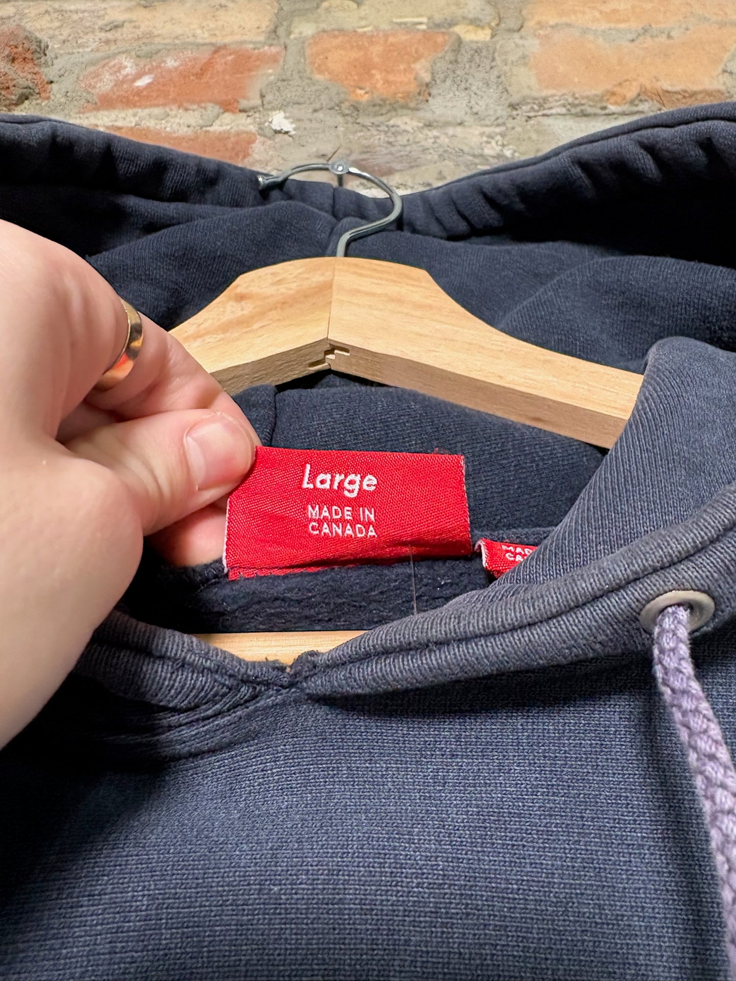 00s Supreme Arc Logo Hoodie Navy Sz L