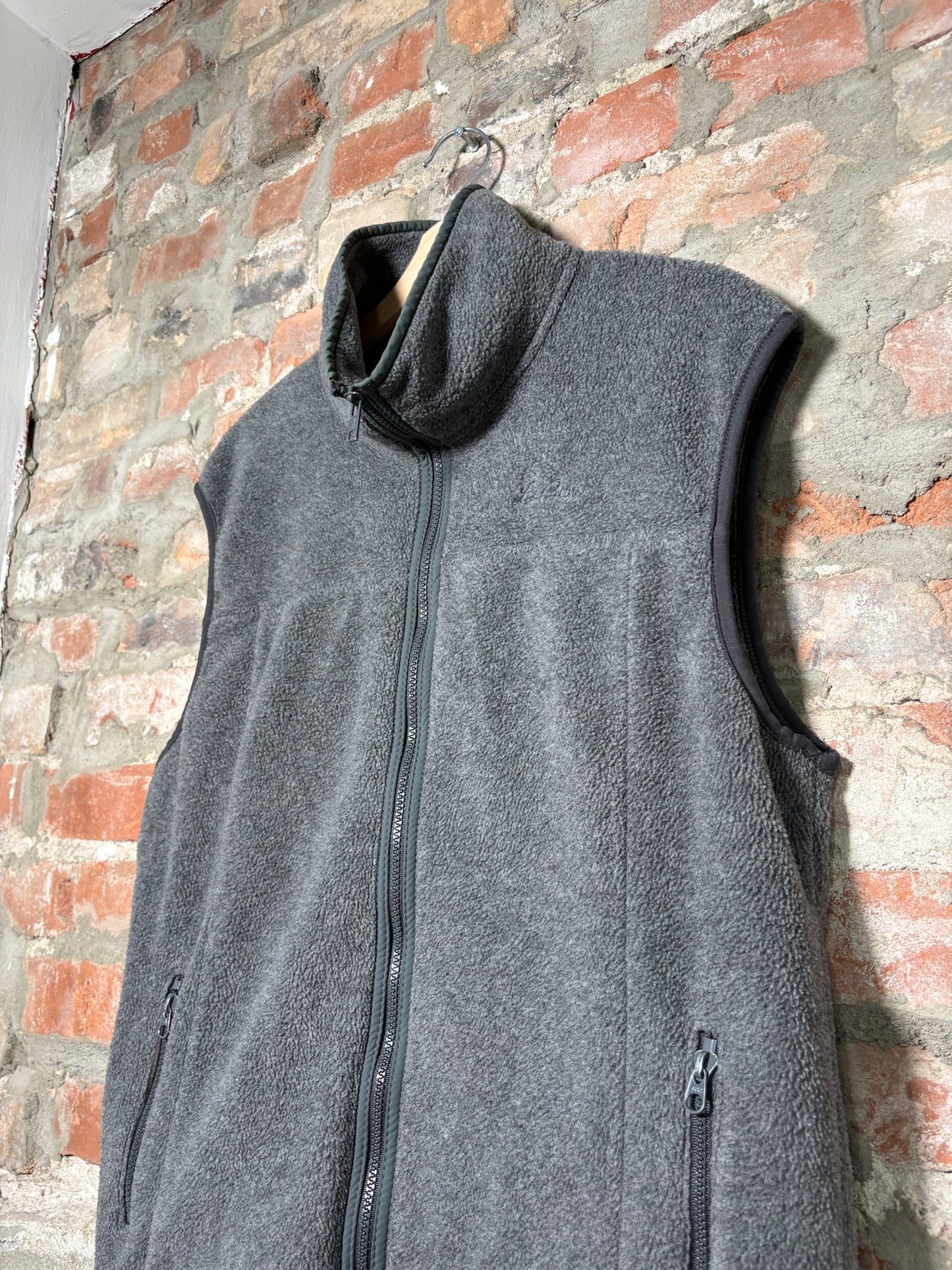 Vtg L.L. Bean Grey Fleece Vest Sz L