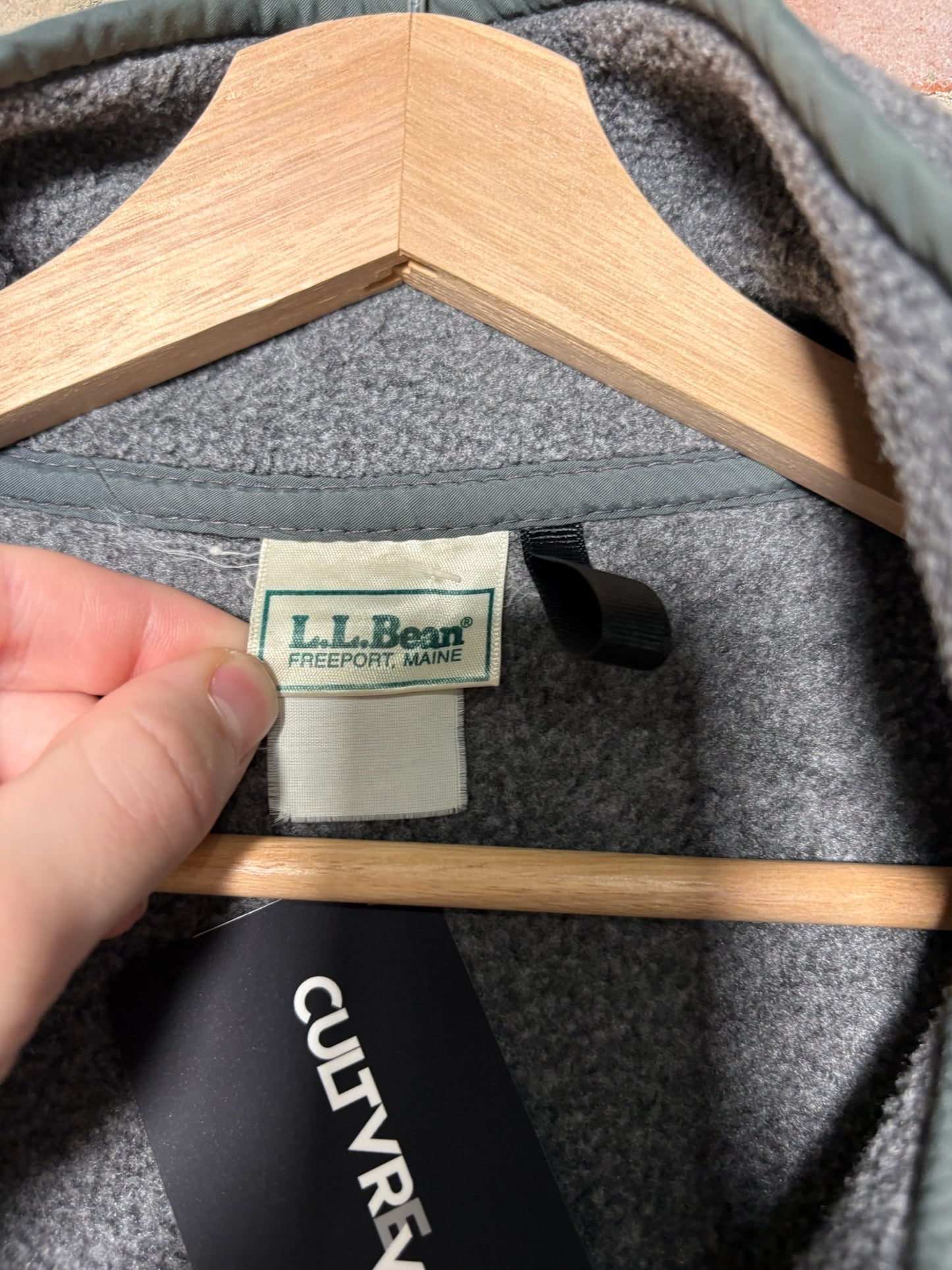 Vtg L.L. Bean Grey Fleece Vest Sz L