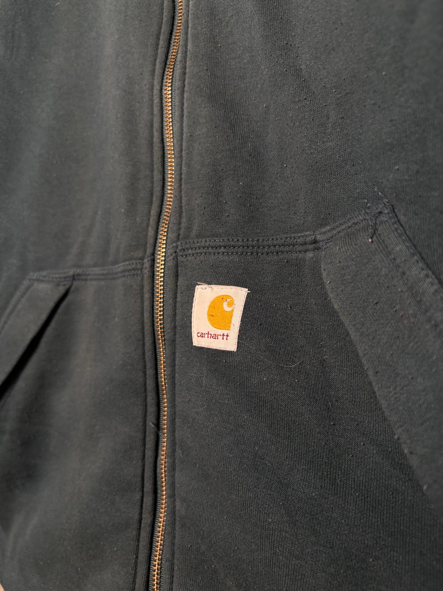 Vtg Carhartt Waffle Lined Green Zip Up Hoodie Sz M