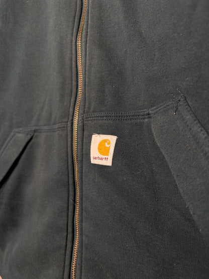 Vtg Carhartt Waffle Lined Green Zip Up Hoodie Sz M