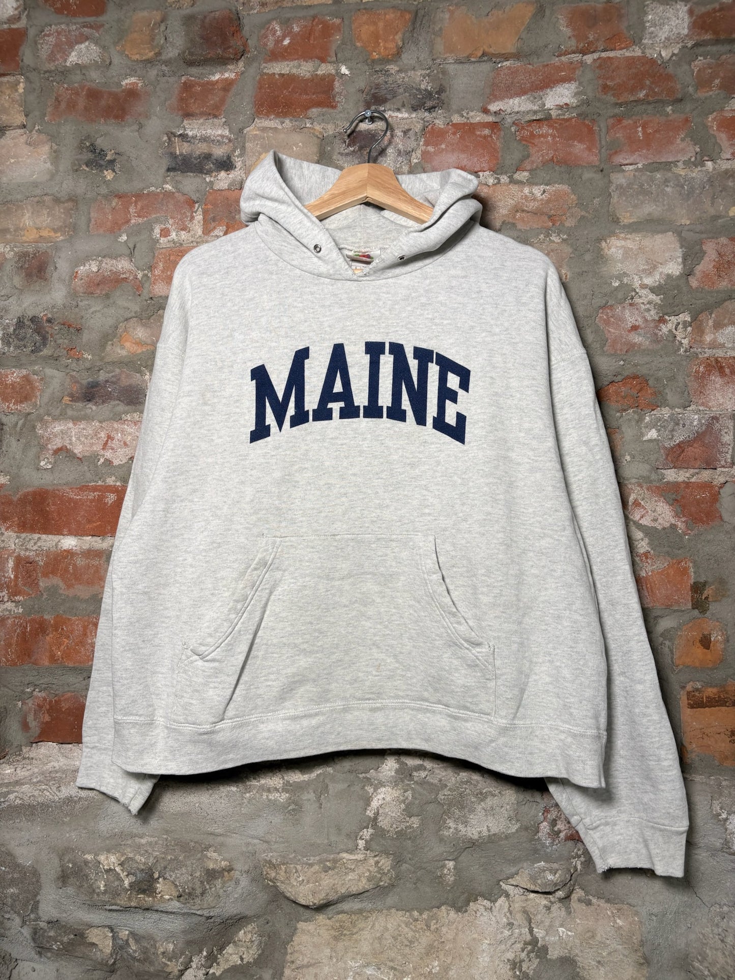 00s Maine Grey Pullover Hoodie Sz L