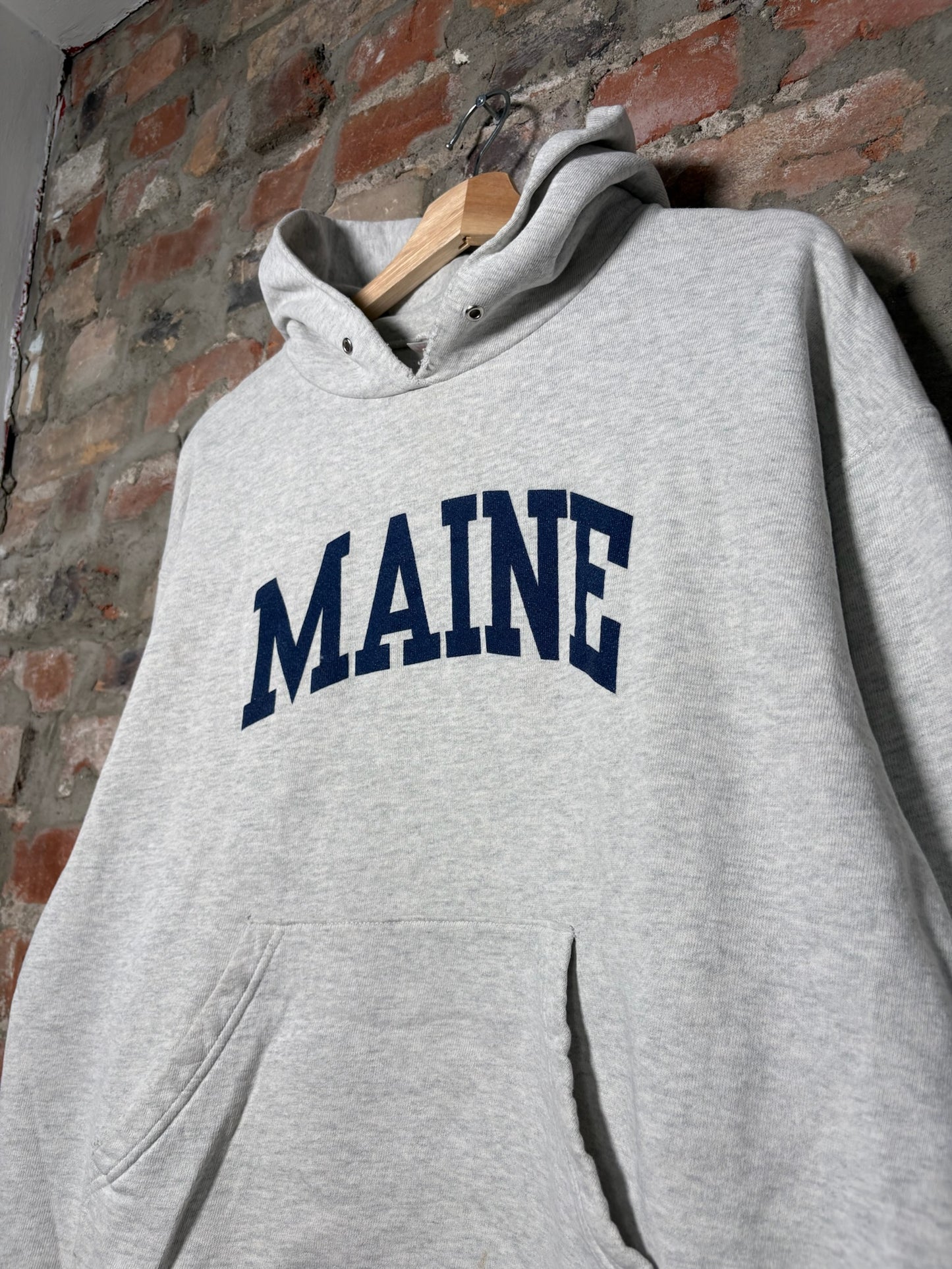 00s Maine Grey Pullover Hoodie Sz L