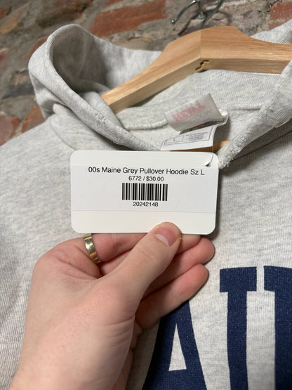 00s Maine Grey Pullover Hoodie Sz L