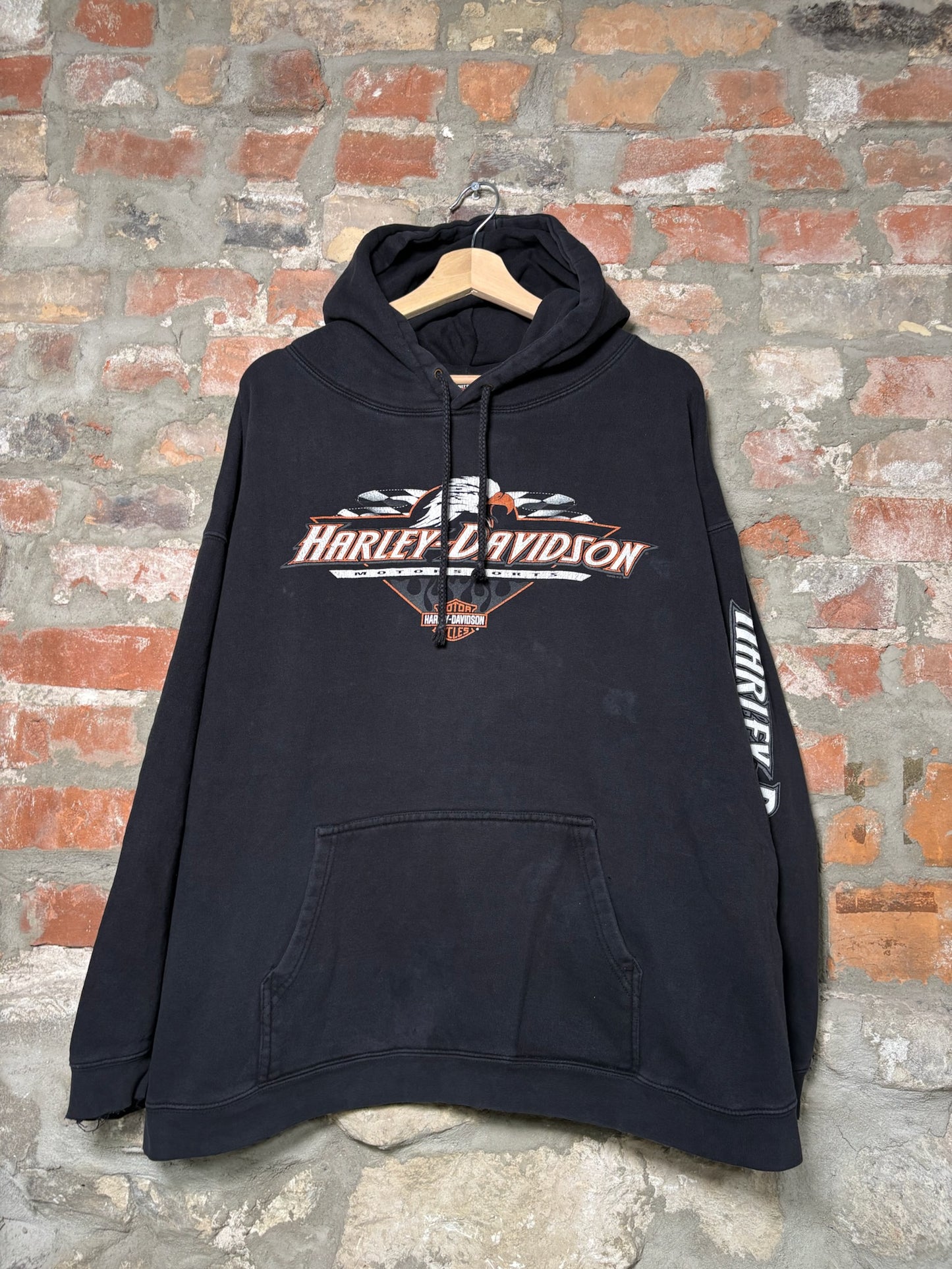 00s Harley Davidson Motorsports Hoodie Black Sz XXL