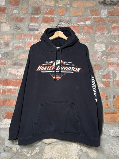00s Harley Davidson Motorsports Hoodie Black Sz XXL