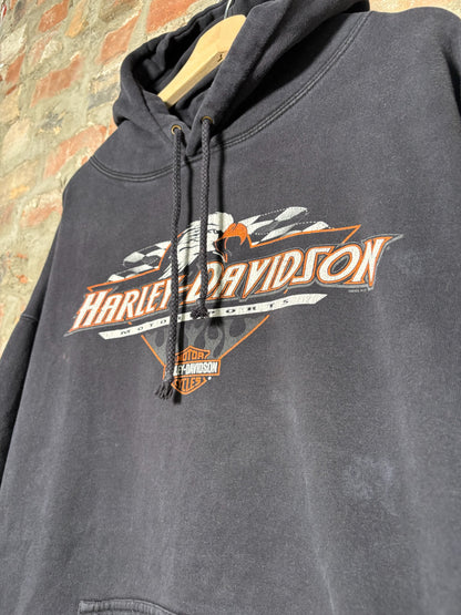 00s Harley Davidson Motorsports Hoodie Black Sz XXL