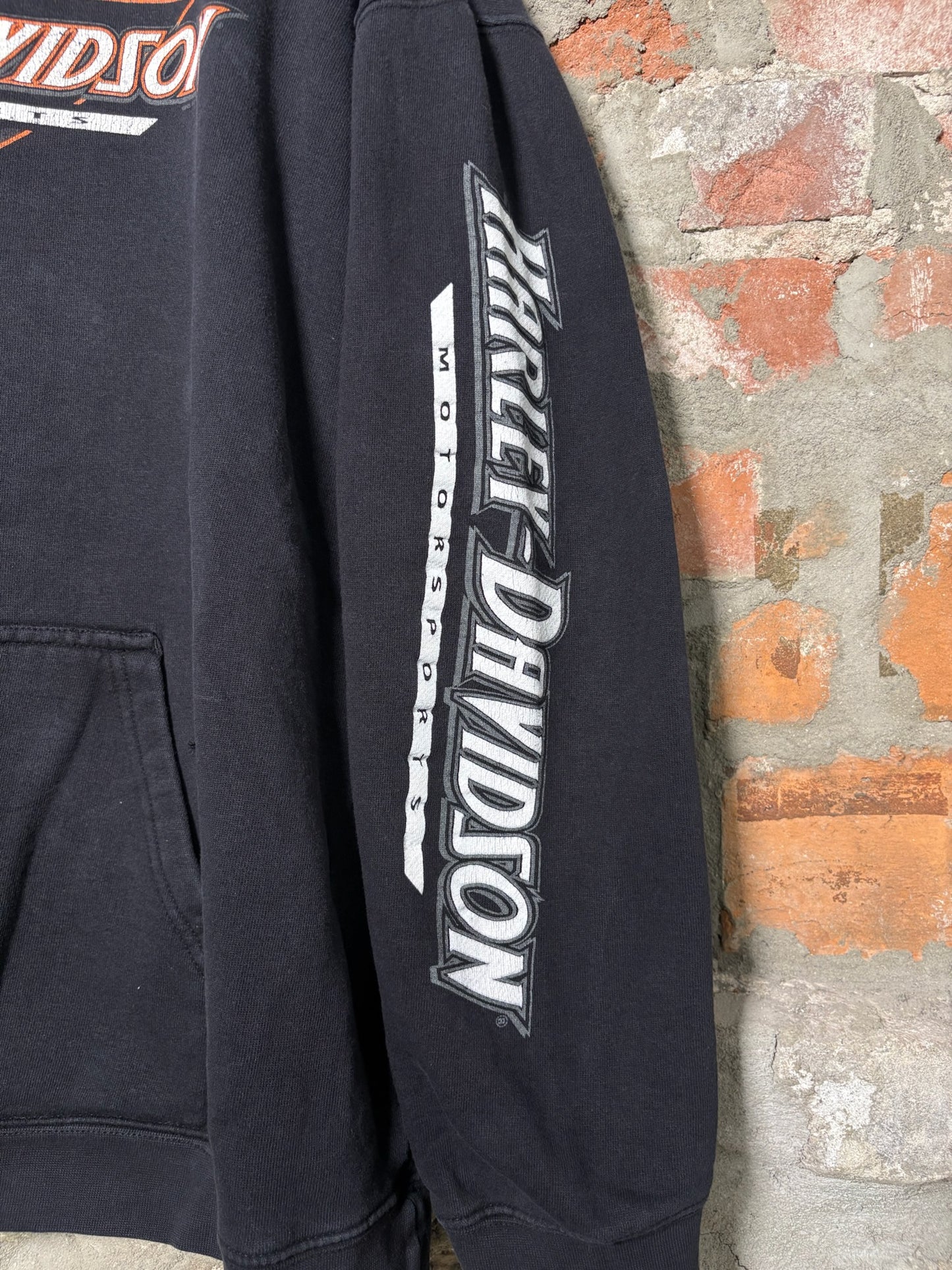 00s Harley Davidson Motorsports Hoodie Black Sz XXL
