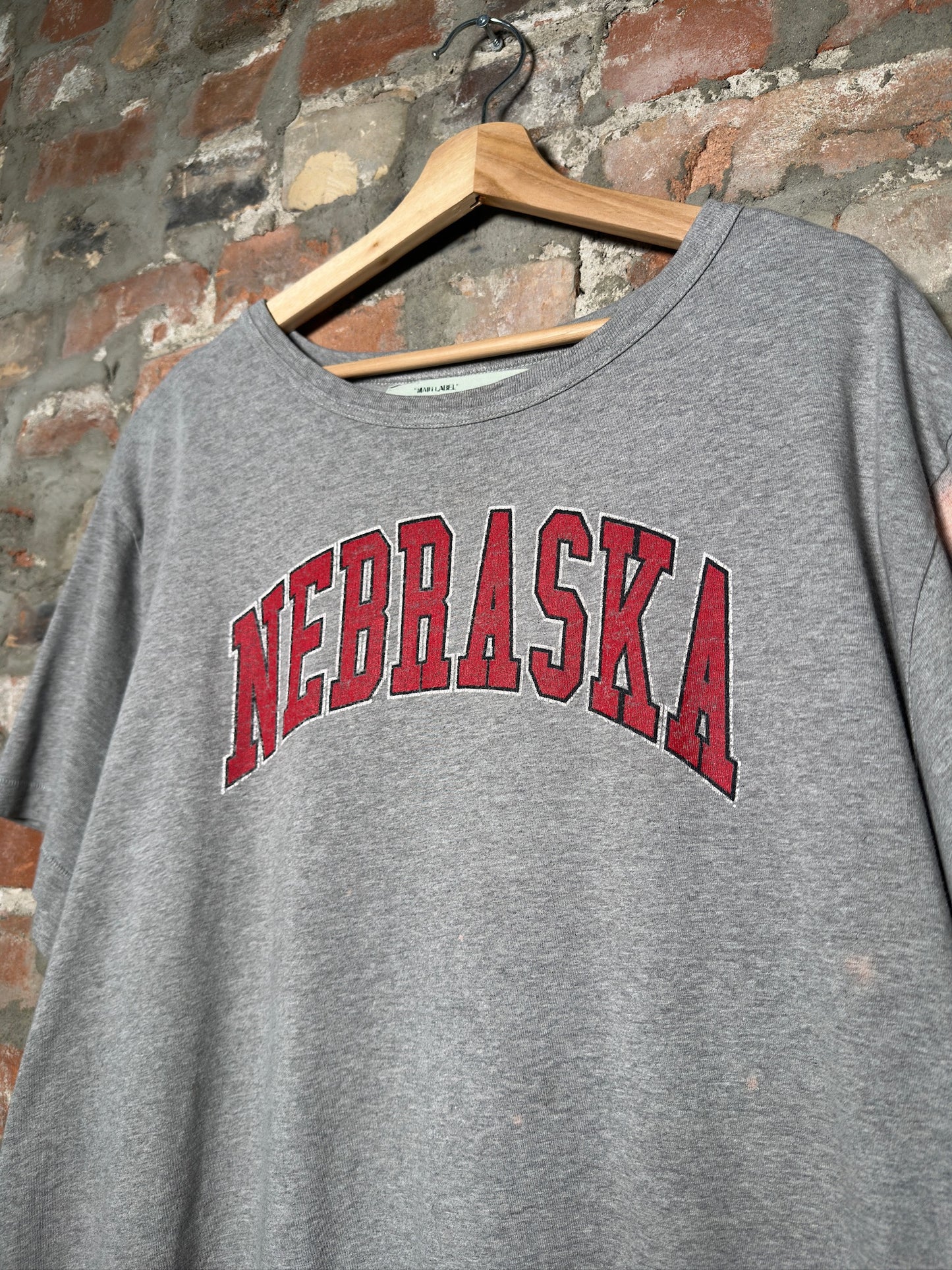 Off White Nebraska Grey Tee Sz XL