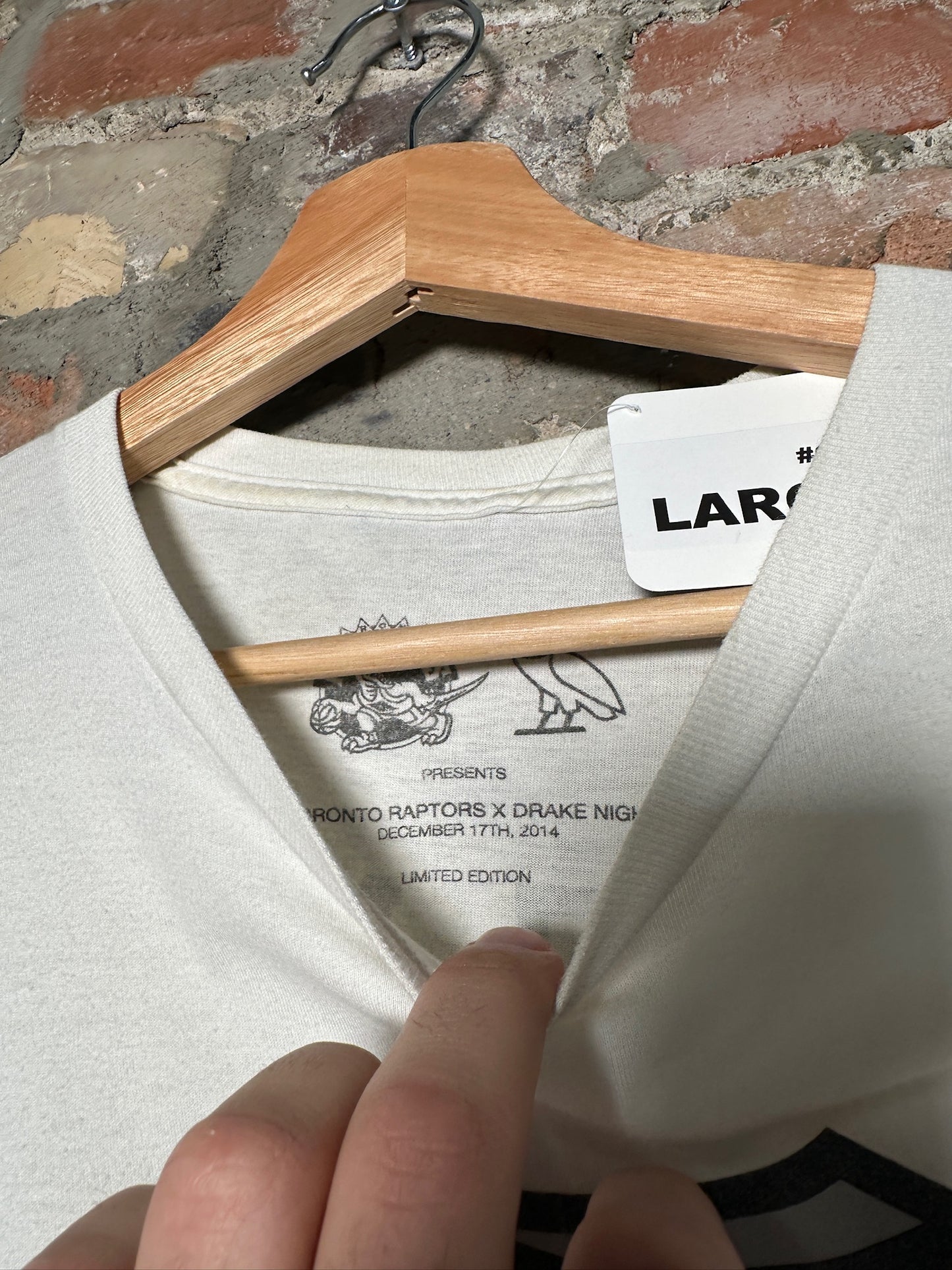 OVO Raptors Drake Night White Tee Sz L