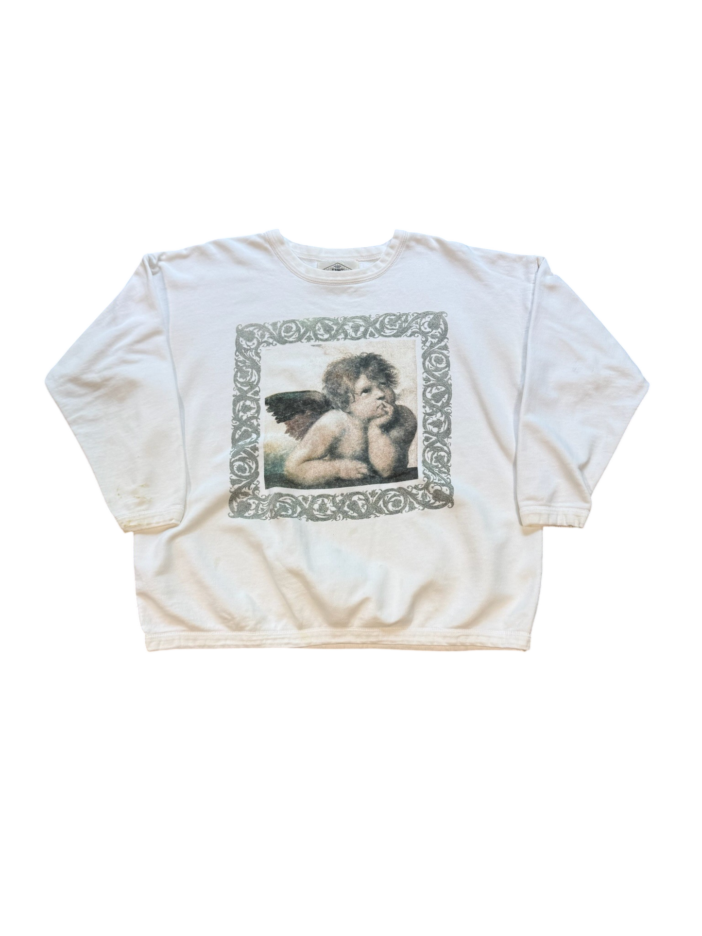 (L) Vintage 90s Raphael's Cherub Thrashed Crewneck