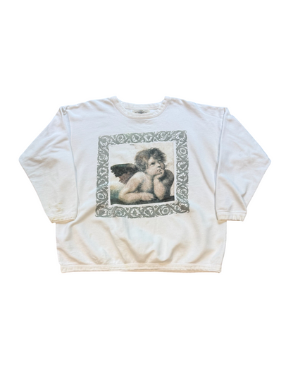 (L) Vintage 90s Raphael's Cherub Thrashed Crewneck