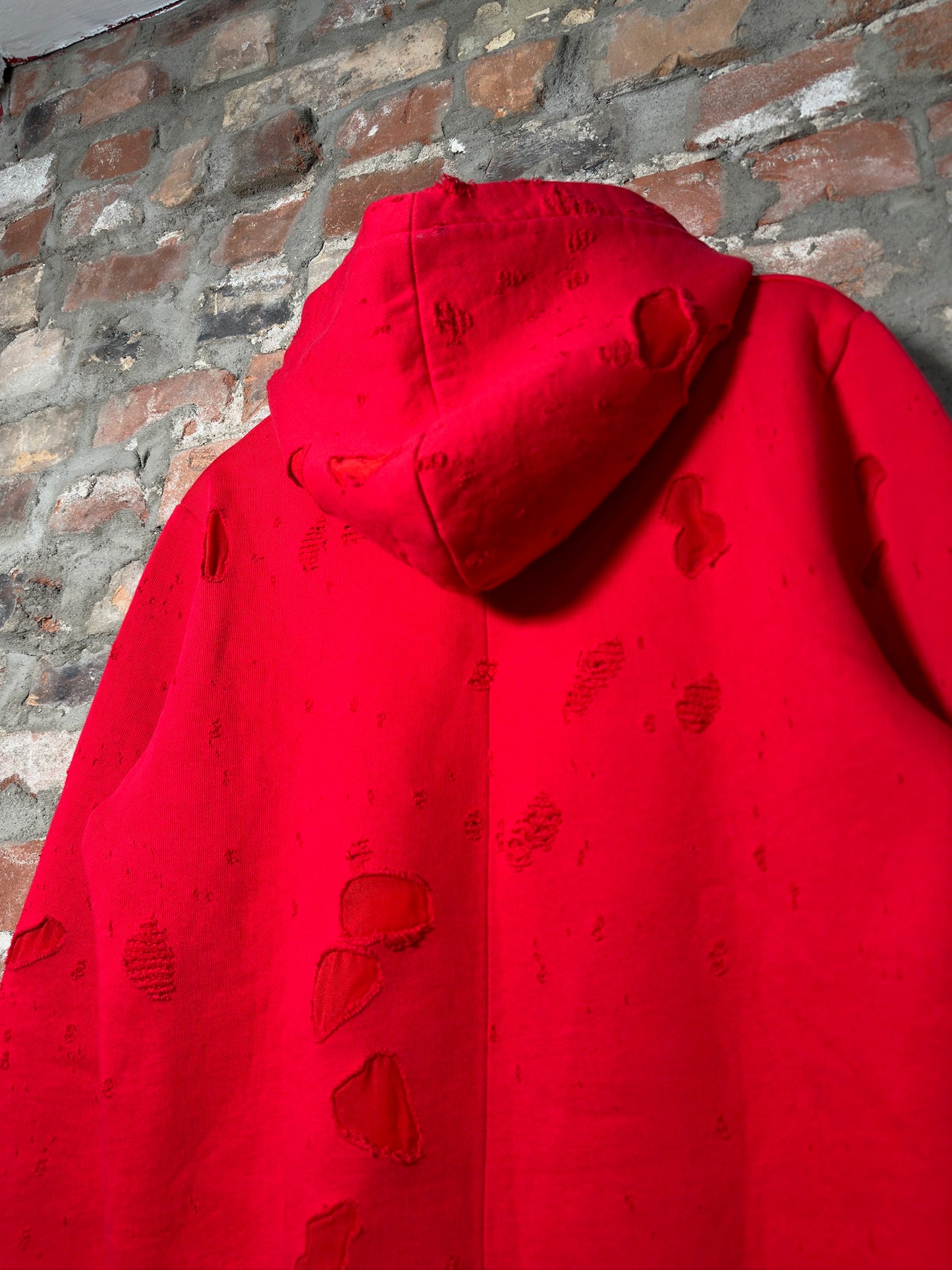 Givenchy Paris Distressed Hoodie Red Sz S