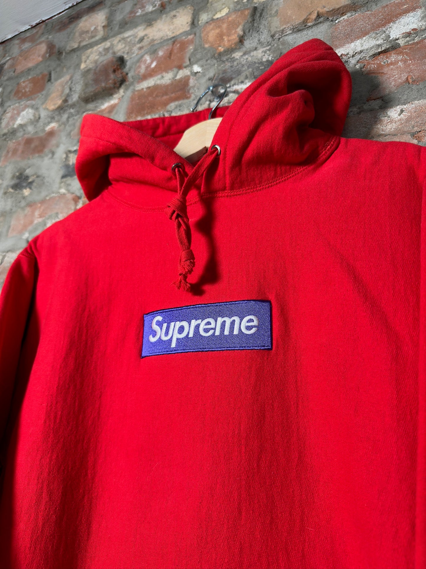 Supreme Purple On Red Box Logo Hoodie (FW17) Sz M