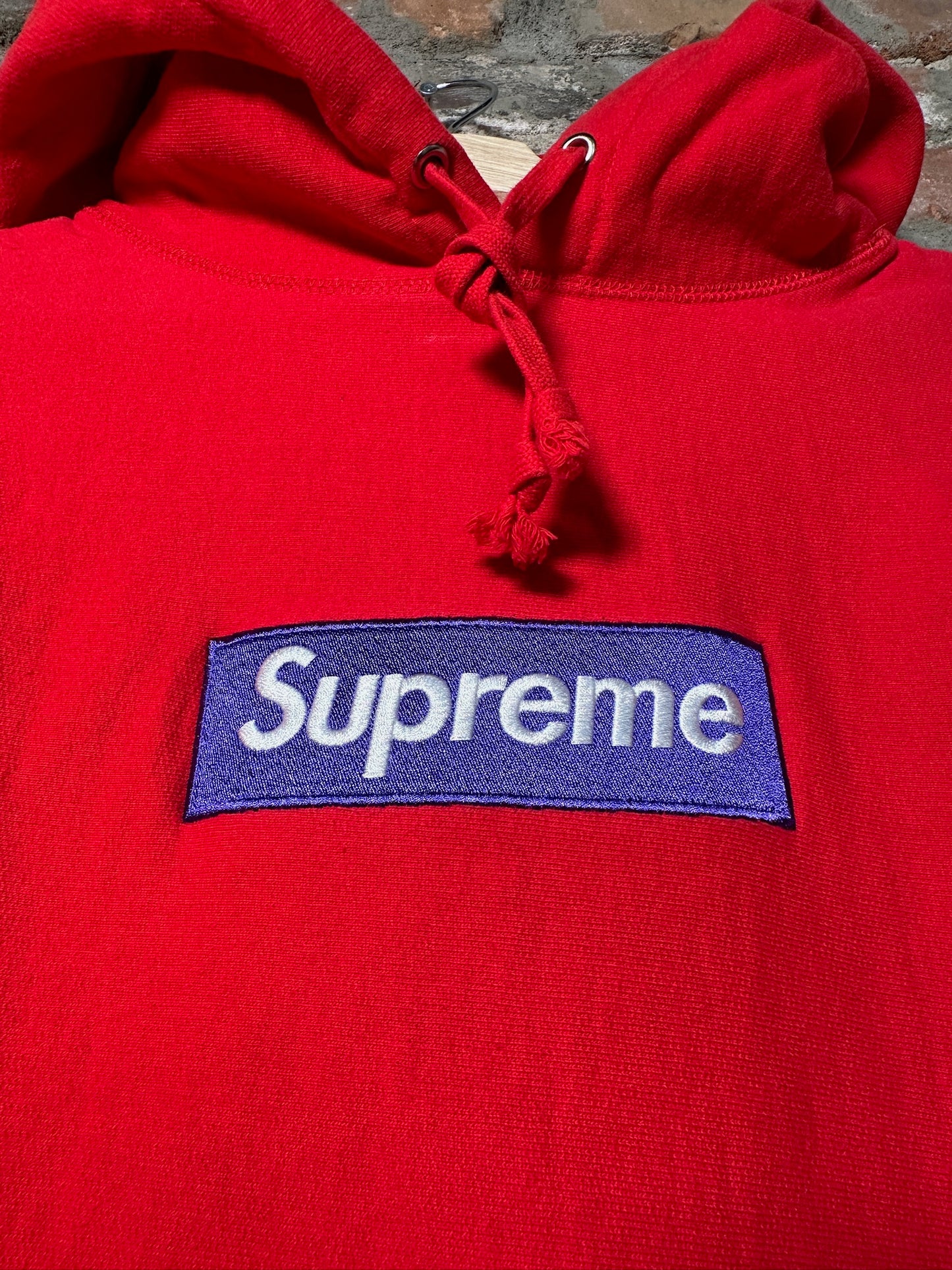 Supreme Purple On Red Box Logo Hoodie (FW17) Sz M