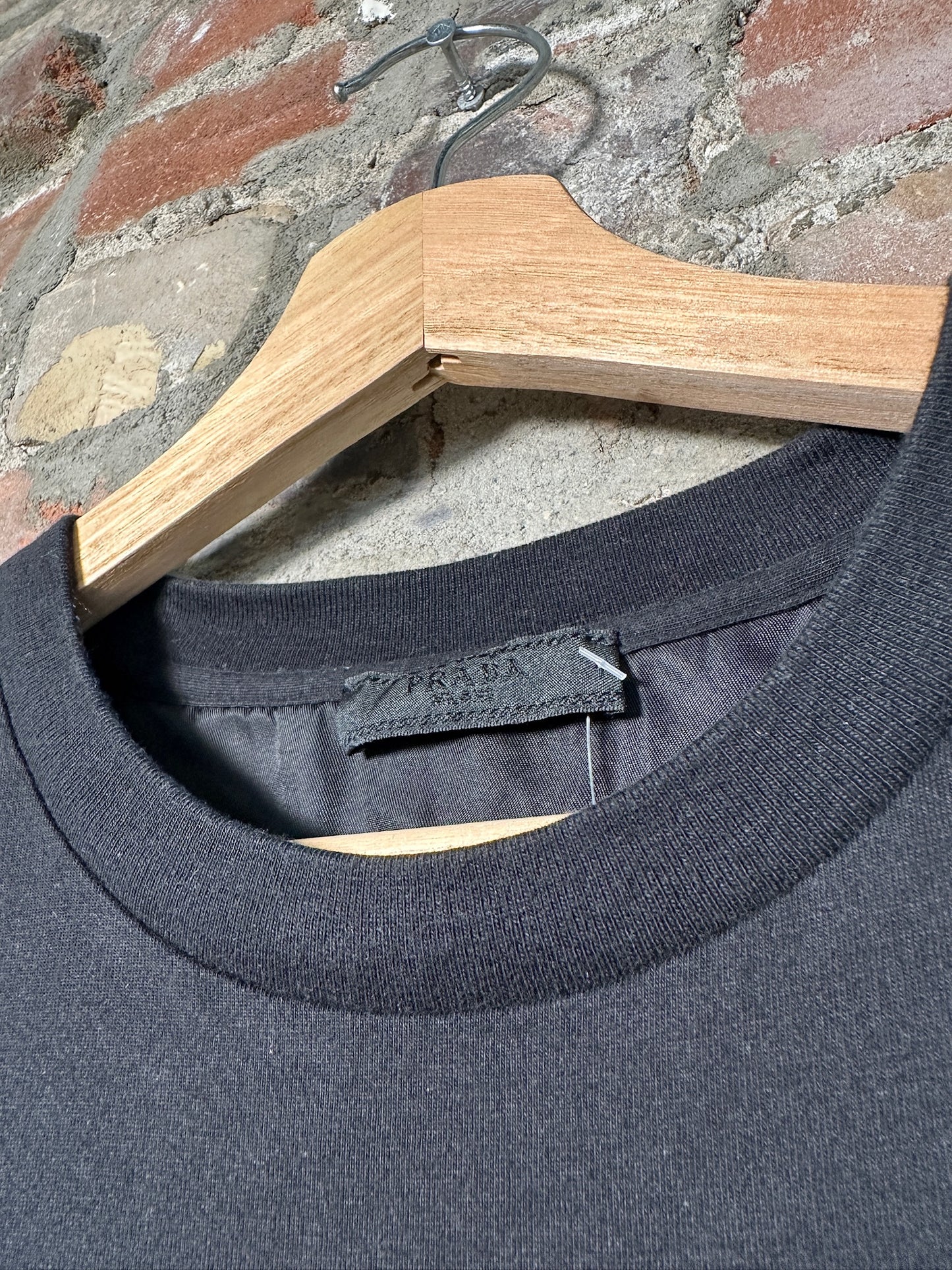 Prada Re-Nylon Triangle Logo T-Shirt Black Sz M