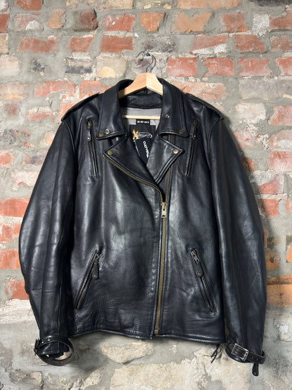 Vtg Xelement Leather Biker Jacket Sz XL