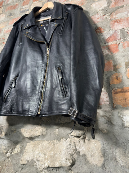 Vtg Xelement Leather Biker Jacket Sz XL