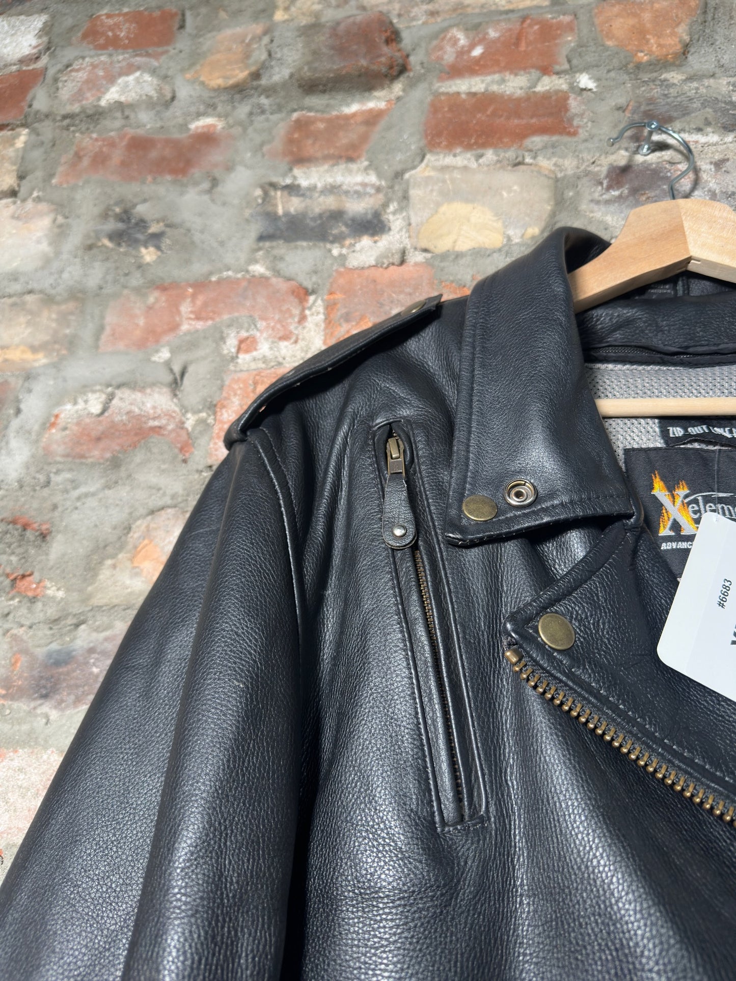 Vtg Xelement Leather Biker Jacket Sz XL