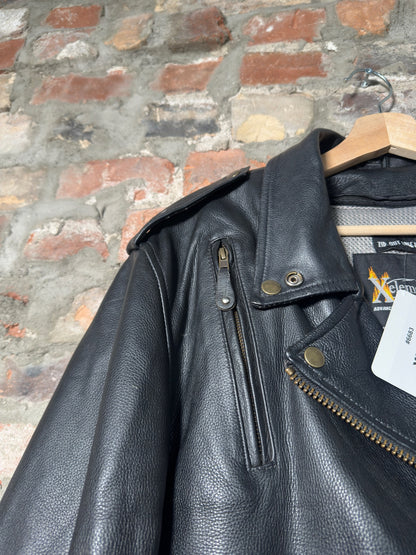 Vtg Xelement Leather Biker Jacket Sz XL