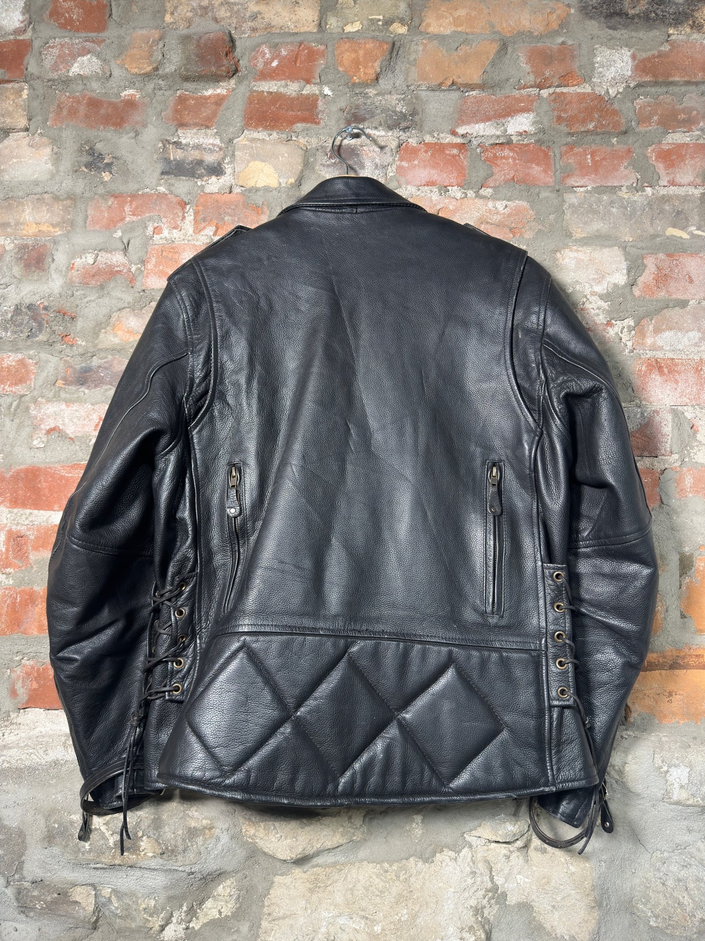 Vtg Xelement Leather Biker Jacket Sz XL