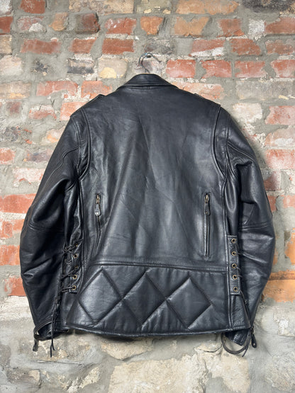 Vtg Xelement Leather Biker Jacket Sz XL