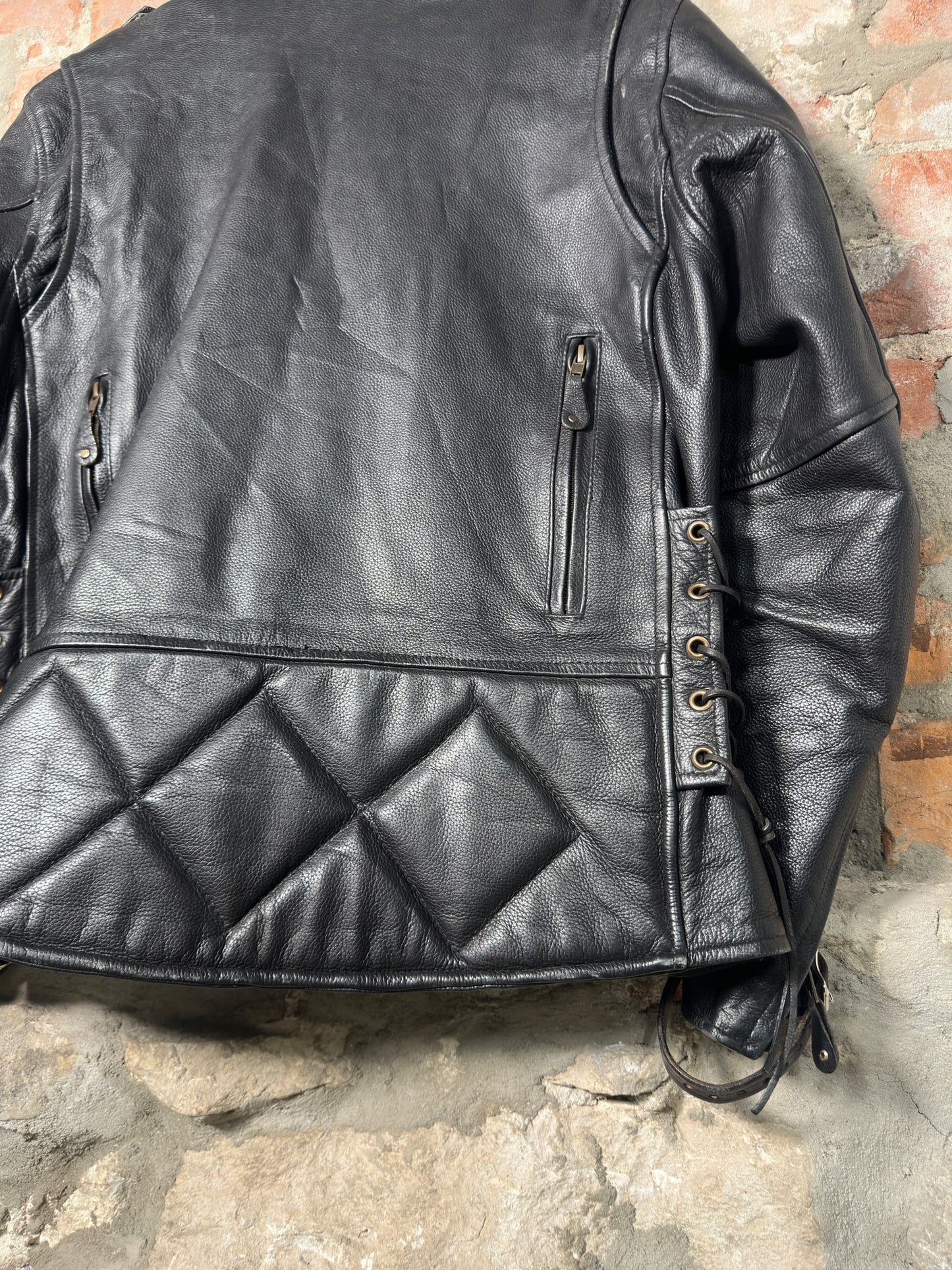 Vtg Xelement Leather Biker Jacket Sz XL