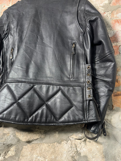 Vtg Xelement Leather Biker Jacket Sz XL