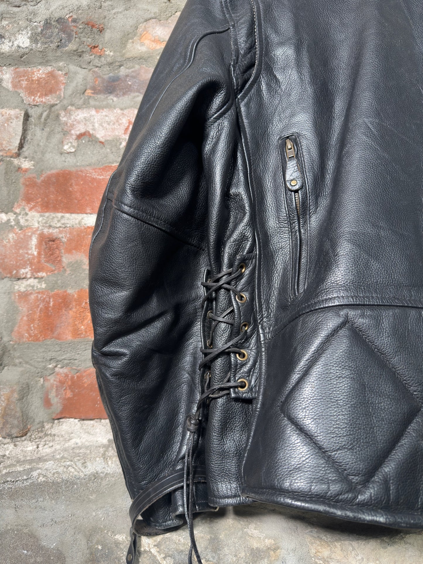 Vtg Xelement Leather Biker Jacket Sz XL