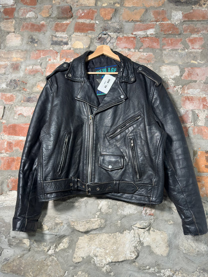 Vtg New Age Leather Biker Jacket Sz XL