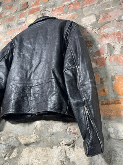 Vtg New Age Leather Biker Jacket Sz XL