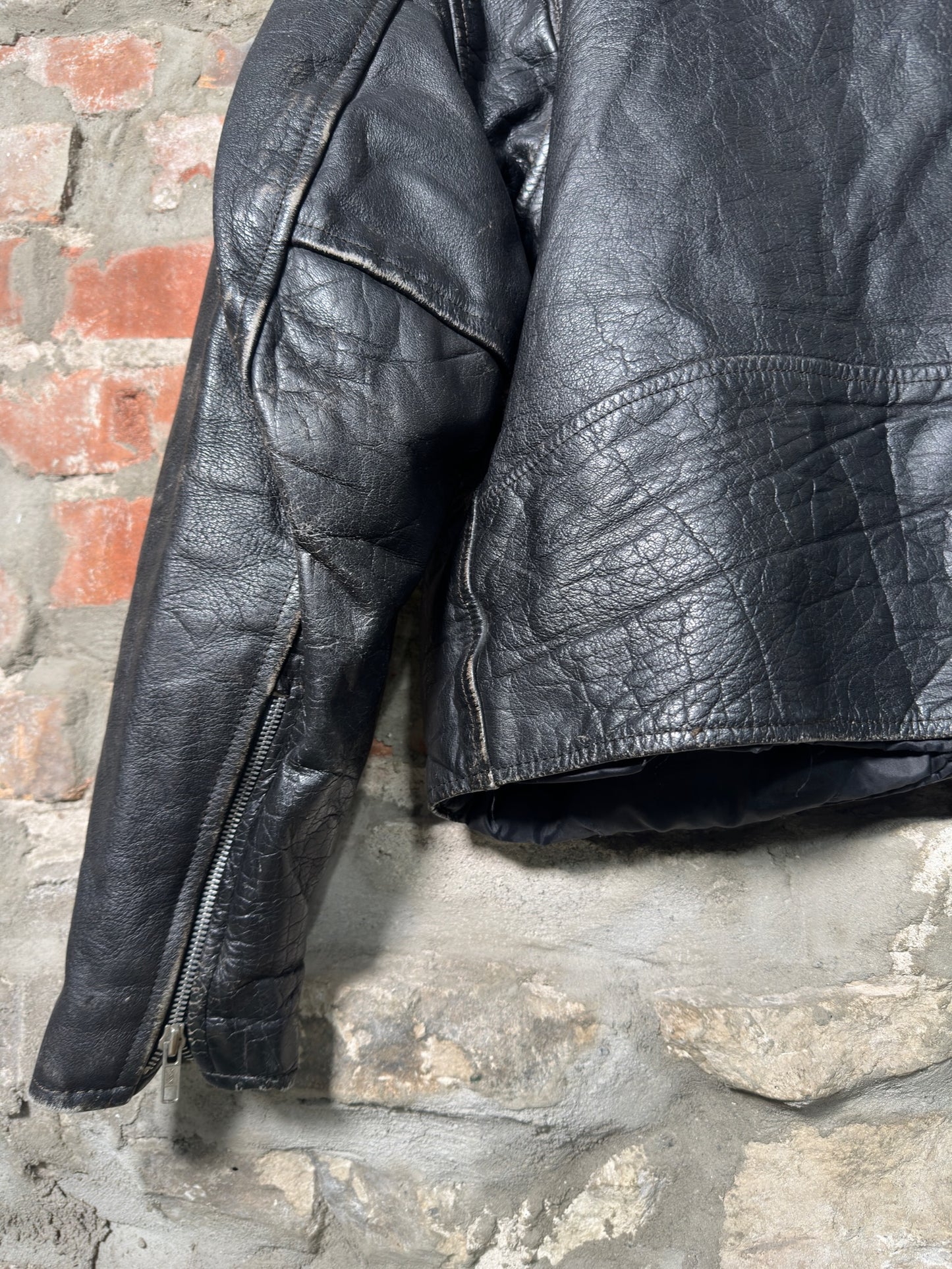 Vtg New Age Leather Biker Jacket Sz XL