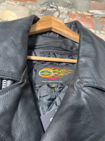 Vtg Racing Apparel Leather Biker Jacket Sz L