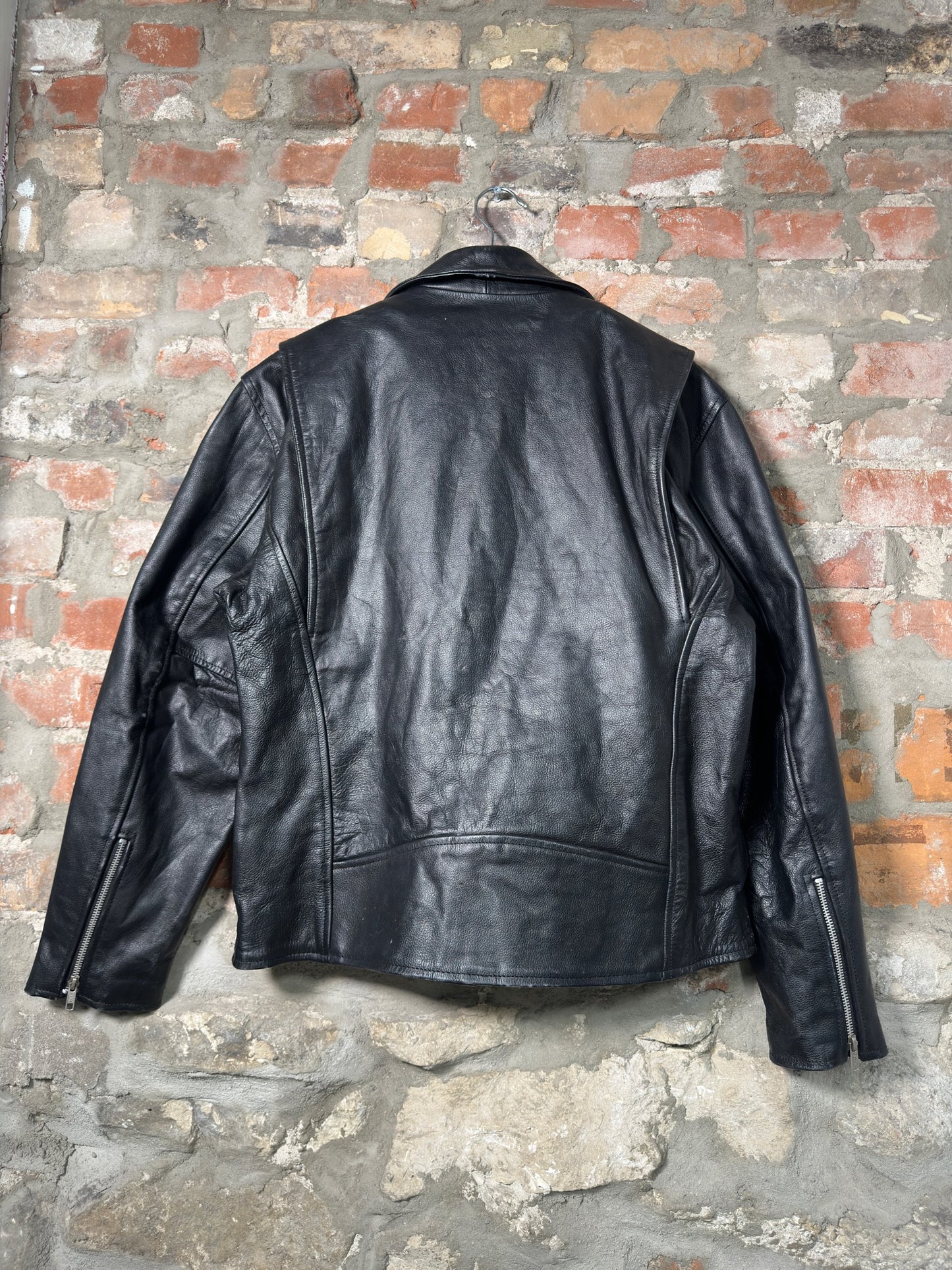 Vtg Racing Apparel Leather Biker Jacket Sz L
