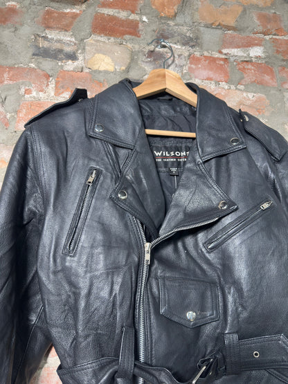 Vtg Wilsons Leather Biker Jacket Sz S
